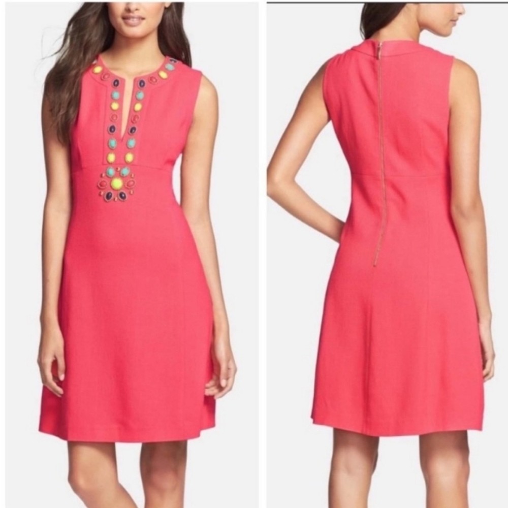 Kate Spade Edith Beaded Dress in Geranium